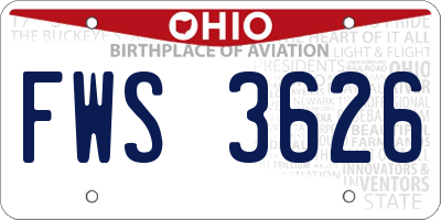 OH license plate FWS3626