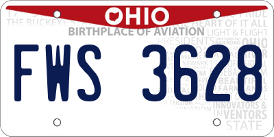 OH license plate FWS3628