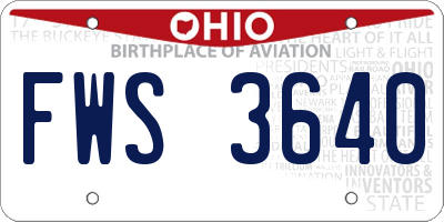 OH license plate FWS3640