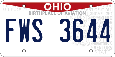 OH license plate FWS3644