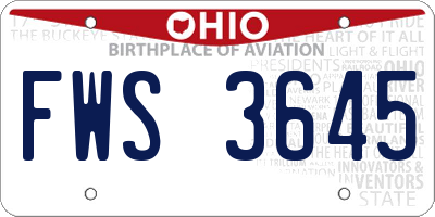 OH license plate FWS3645