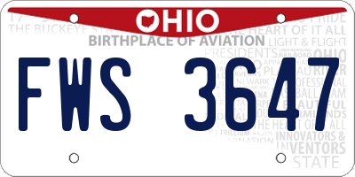 OH license plate FWS3647
