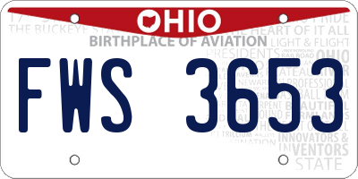 OH license plate FWS3653