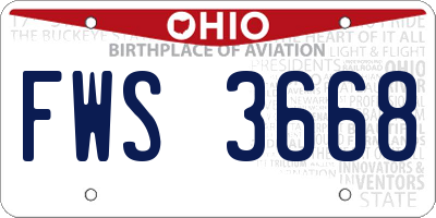 OH license plate FWS3668