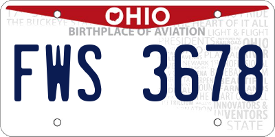 OH license plate FWS3678