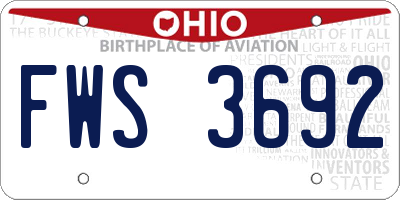 OH license plate FWS3692