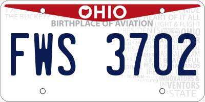 OH license plate FWS3702