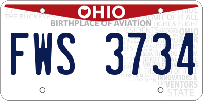 OH license plate FWS3734