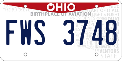 OH license plate FWS3748