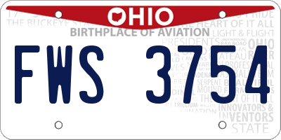 OH license plate FWS3754