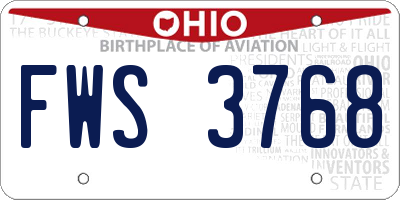 OH license plate FWS3768