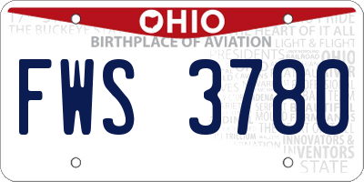 OH license plate FWS3780