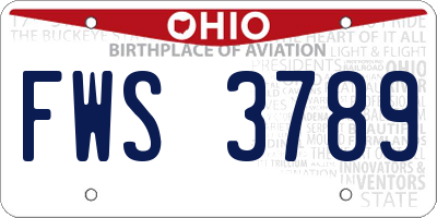 OH license plate FWS3789