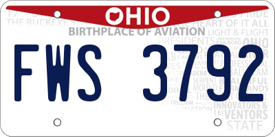 OH license plate FWS3792