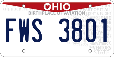 OH license plate FWS3801