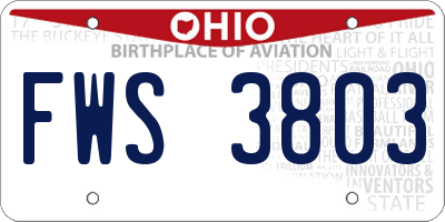 OH license plate FWS3803