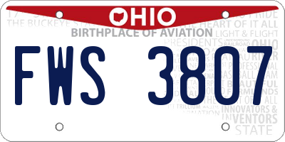 OH license plate FWS3807