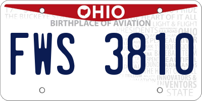 OH license plate FWS3810