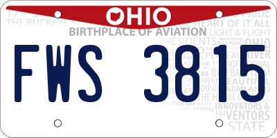 OH license plate FWS3815