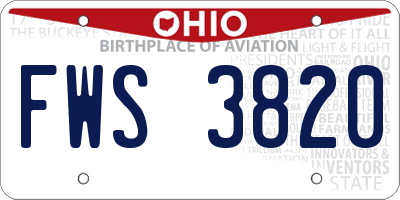 OH license plate FWS3820