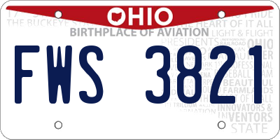 OH license plate FWS3821