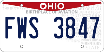 OH license plate FWS3847