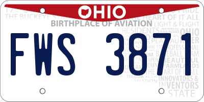 OH license plate FWS3871