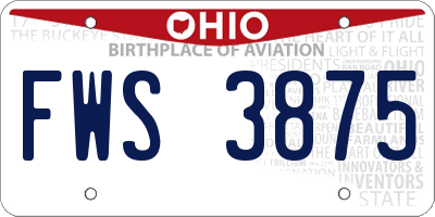 OH license plate FWS3875
