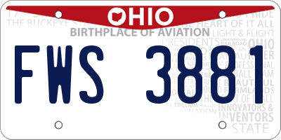 OH license plate FWS3881