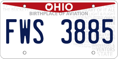 OH license plate FWS3885