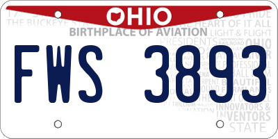 OH license plate FWS3893