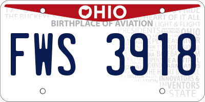 OH license plate FWS3918