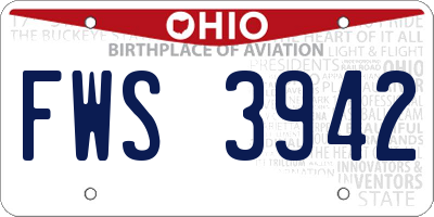 OH license plate FWS3942