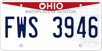 OH license plate FWS3946