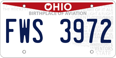 OH license plate FWS3972