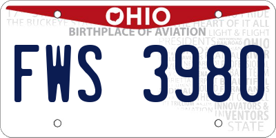OH license plate FWS3980