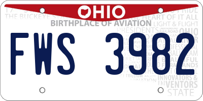OH license plate FWS3982