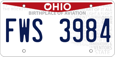 OH license plate FWS3984