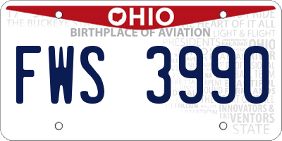 OH license plate FWS3990