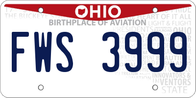 OH license plate FWS3999