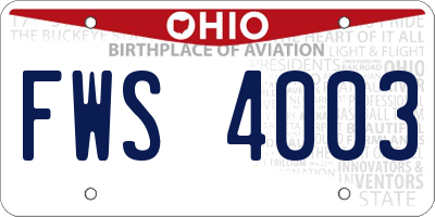 OH license plate FWS4003