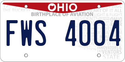 OH license plate FWS4004