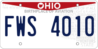 OH license plate FWS4010