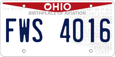 OH license plate FWS4016