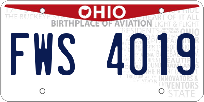 OH license plate FWS4019
