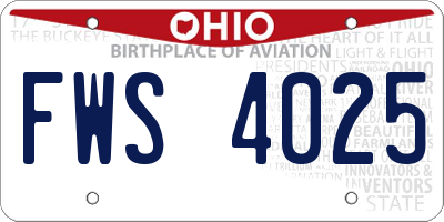 OH license plate FWS4025