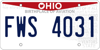 OH license plate FWS4031