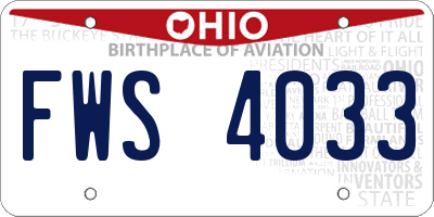 OH license plate FWS4033
