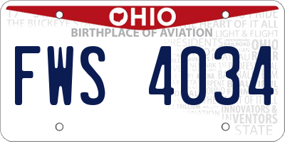 OH license plate FWS4034