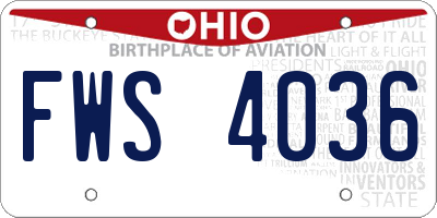 OH license plate FWS4036